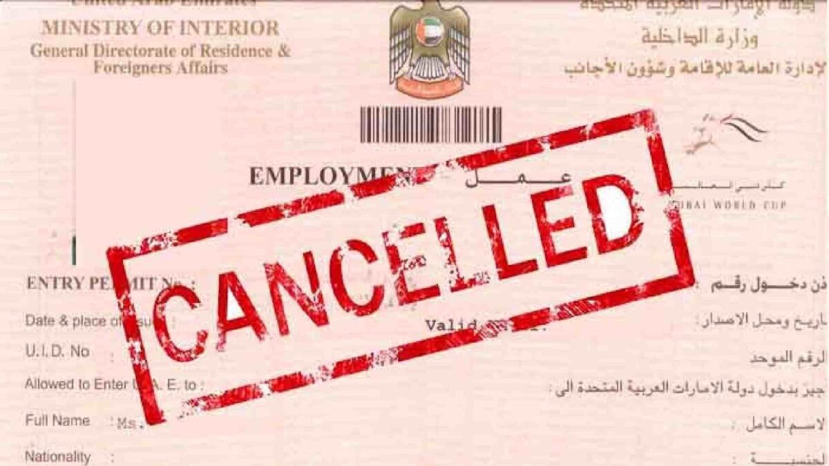 Dubai visa cancellation fee
